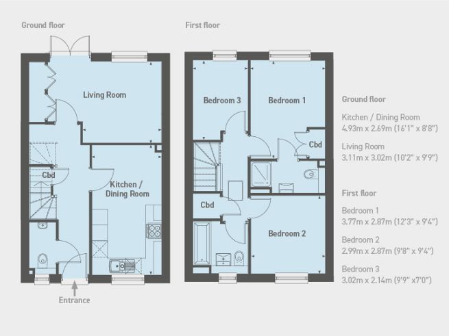 Floor plan 3 bedroom house - artist's impression subject to change